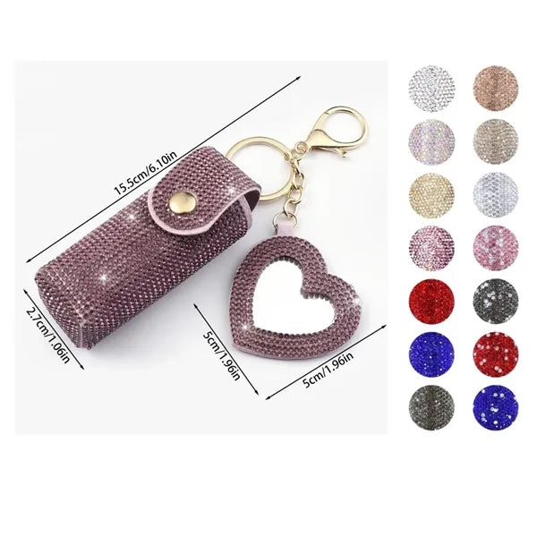 Leather Diamond Lipstick Keychain