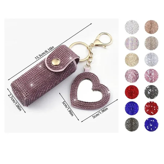 Leather Diamond Lipstick Keychain