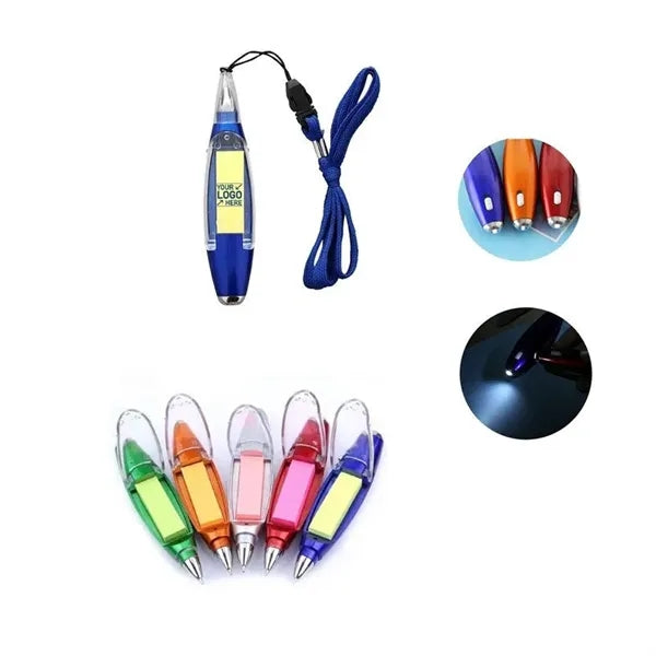 4 In 1 Multi-functional Lanyard Pen With Sticky Note