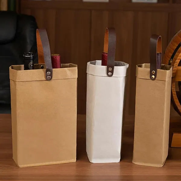 Washable Kraft Paper Wine Bag