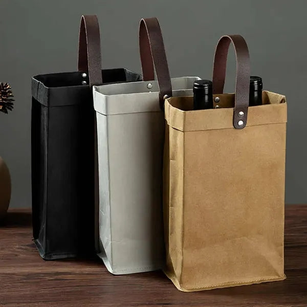 Washable Kraft Paper Wine Bag