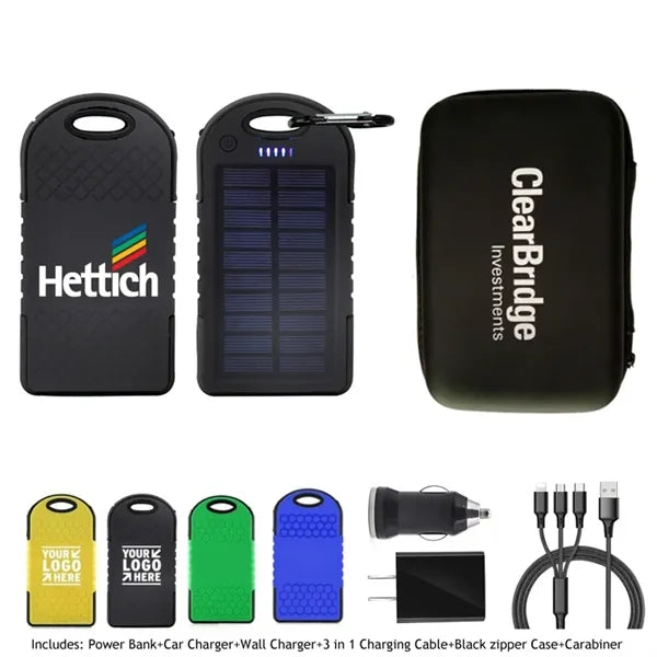 Traveler Waterproof Solar Power Bank Gift Set