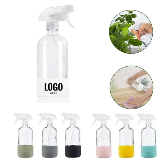 Empty 17oz Clear Glass Spray Bottles with Silicone Sleeve