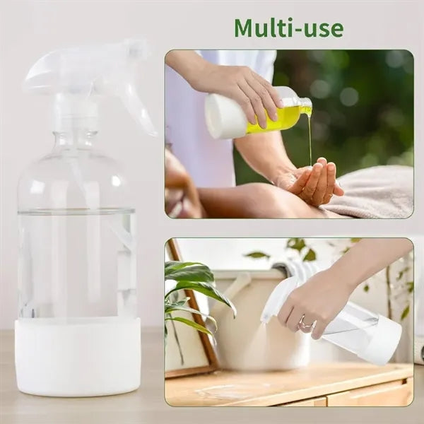 Empty 17oz Clear Glass Spray Bottles with Silicone Sleeve