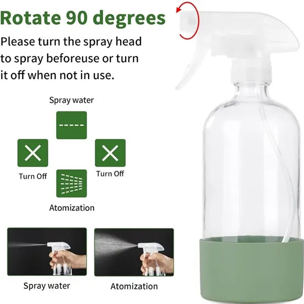 Empty 17oz Clear Glass Spray Bottles with Silicone Sleeve