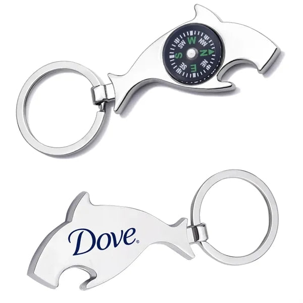 Metal Keychain With Bottle Opener Compass