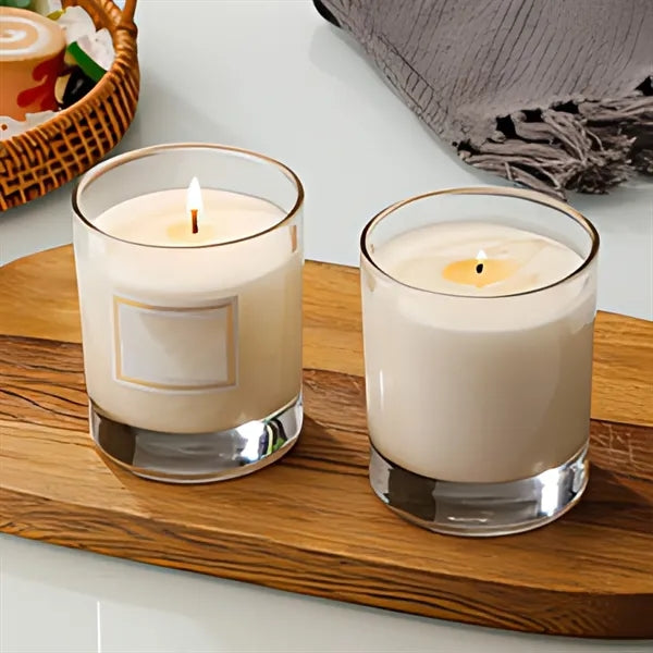 White Clear Glass Filled Soy Wax Candle For Home