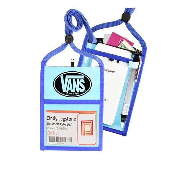 Double Window Pouch w/ Zipper and Pen Holder Neck Wallet