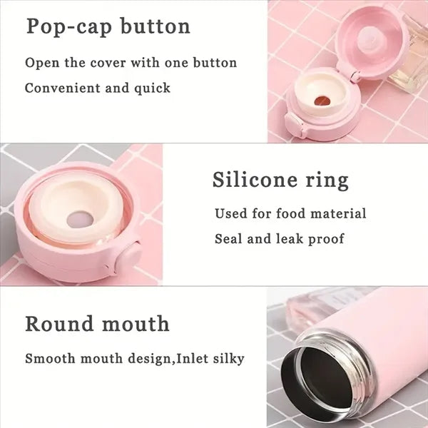 Pea Water Bottle, Simple Pop-up Lid Design