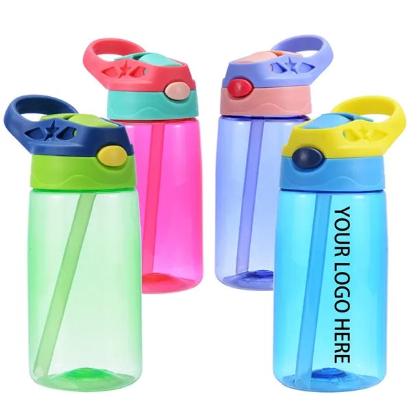 Personlized Kids Plastic Water Bottle with Lid and Straw