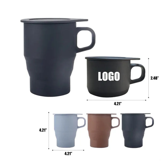 Collapsible Travel Cup with Lid & Straw