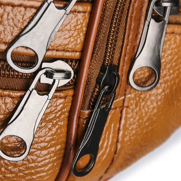Leather Fanny Pack for Men & Women Multi-Pockets Waist Belt