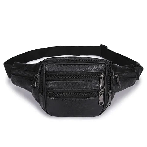 Leather Fanny Pack for Men & Women Multi-Pockets Waist Belt