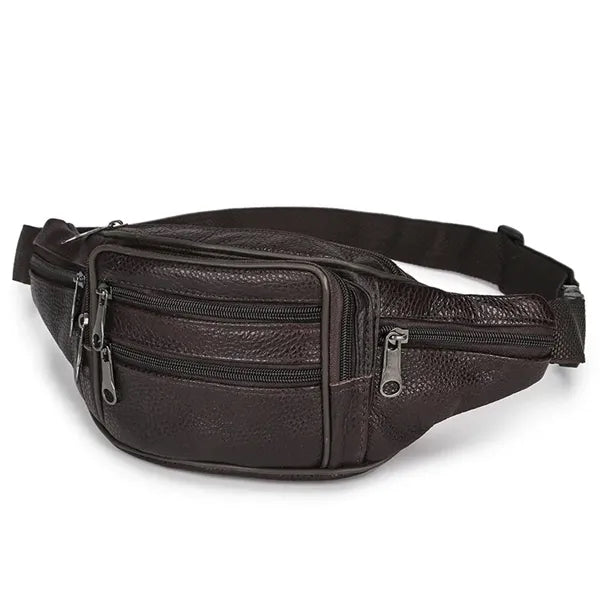 Leather Fanny Pack for Men & Women Multi-Pockets Waist Belt