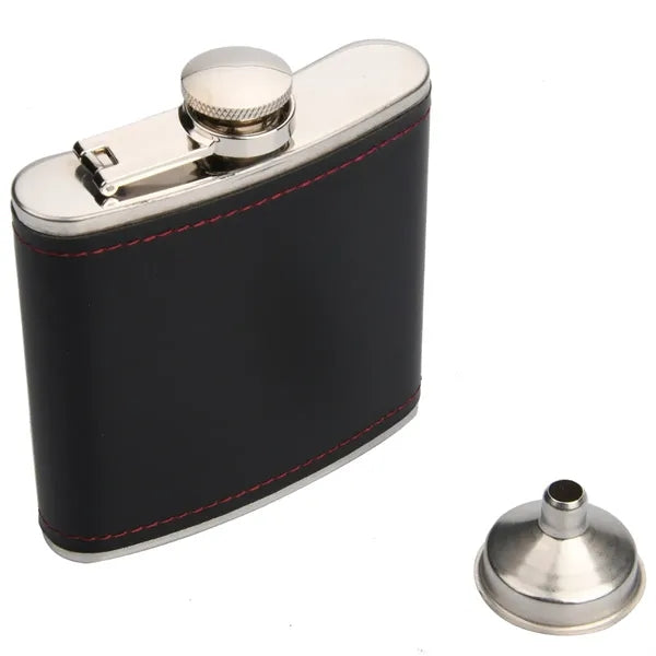 6oz Stainless Steel Leather Flask
