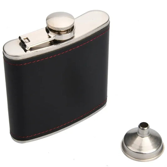 6oz Stainless Steel Leather Flask
