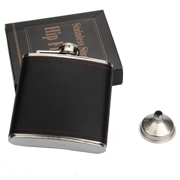 6oz Stainless Steel Leather Flask