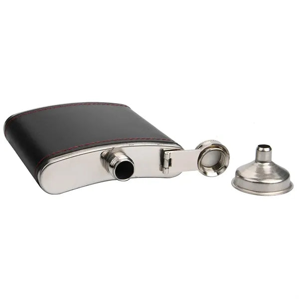 6oz Stainless Steel Leather Flask