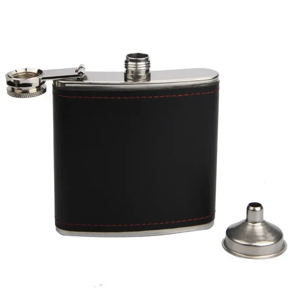 6oz Stainless Steel Leather Flask