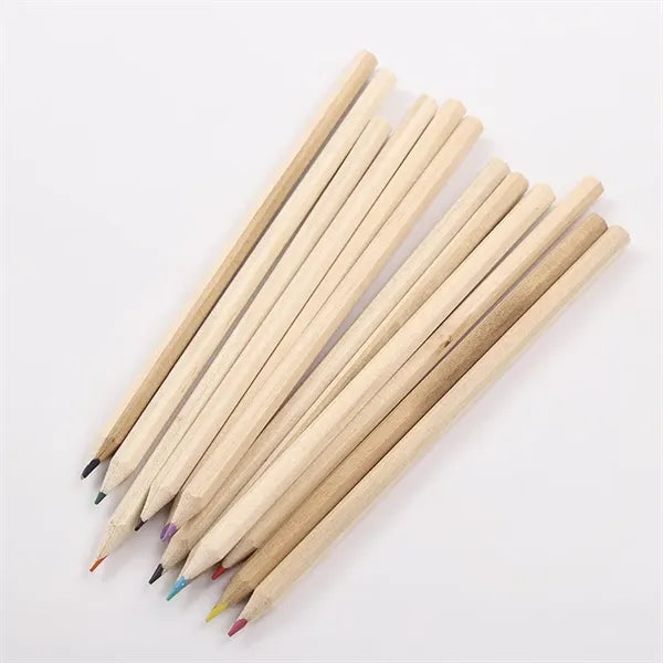 12-Piece Colored Pencil Set In Wooden Ruler Box