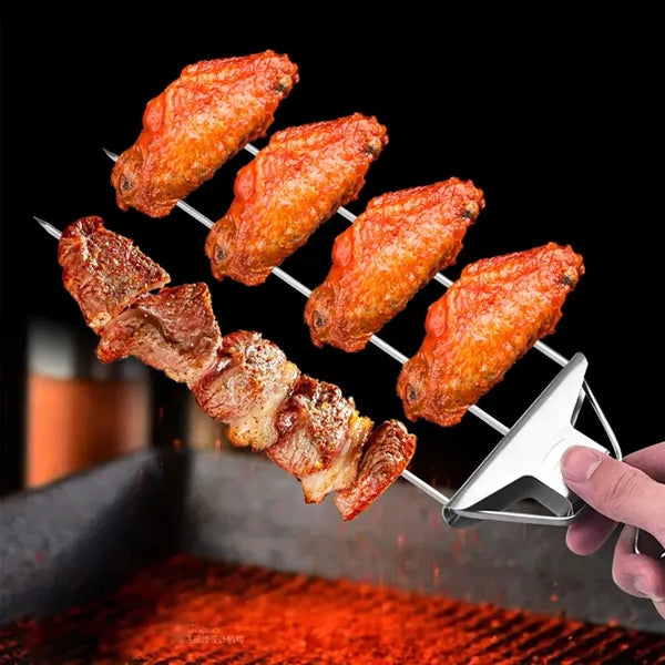 Stainless Steel Semi-Automatic BBQ Fork