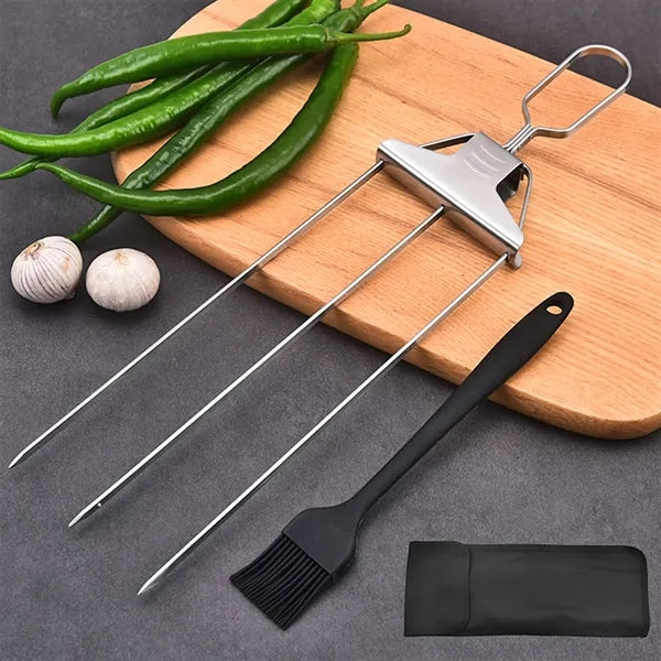 Stainless Steel Semi-Automatic BBQ Fork