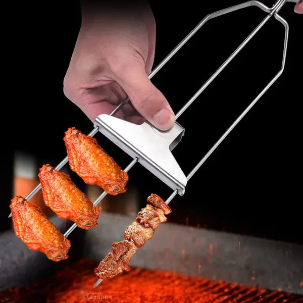 Stainless Steel Semi-Automatic BBQ Fork