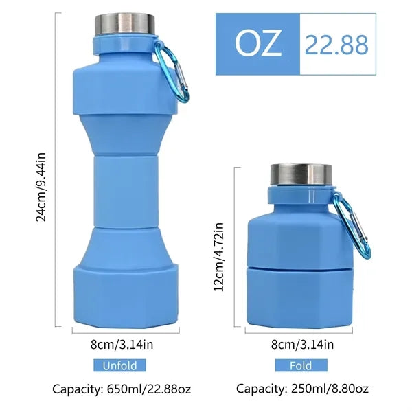 22oz Silicone Foldable Water Bottle.
