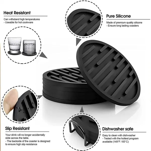 Versatile Silicone Coaster Set - Heat-Resistant - Anti-Skid