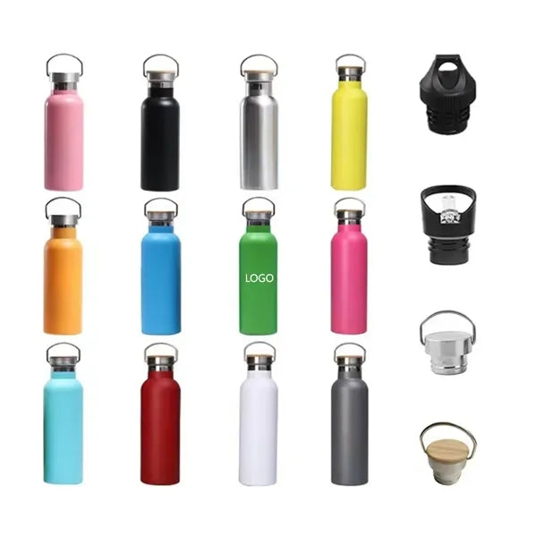 20 oz. Stainless Steel Water Bottle with Multiple Lid
