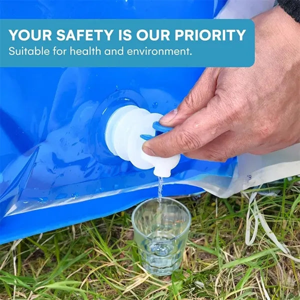 Collapsible outdoor camping water storage bag with faucet