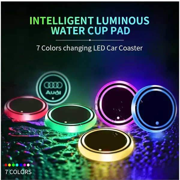 2-Pack LED Car Coaster With 7 Colours Light