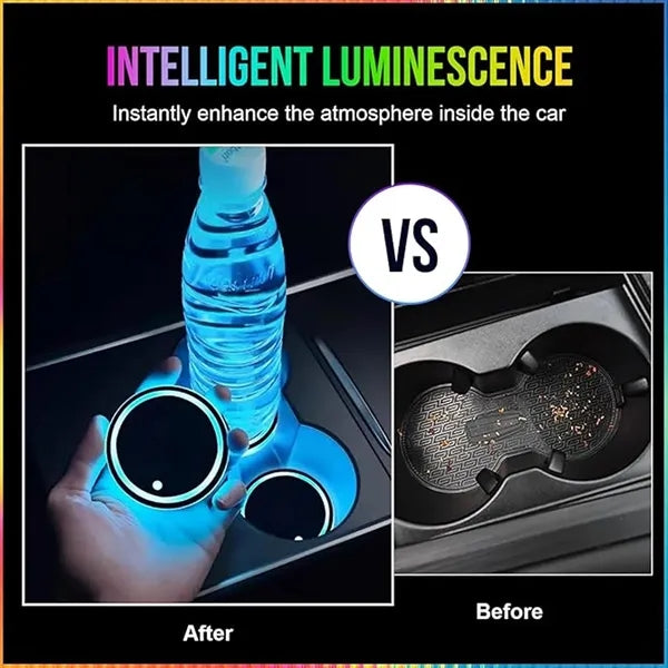 2-Pack LED Car Coaster With 7 Colours Light