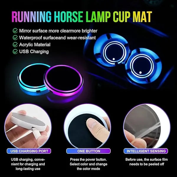 2-Pack LED Car Coaster With 7 Colours Light