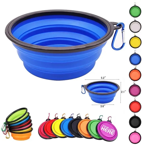 Silicone Collapsible Pet Bowl With Carabiner