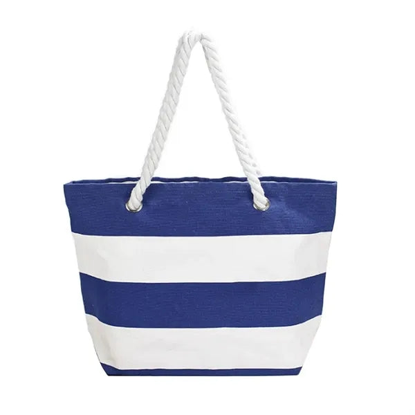 Large Canvas Beach Bag w/ Fancy Rope Handles