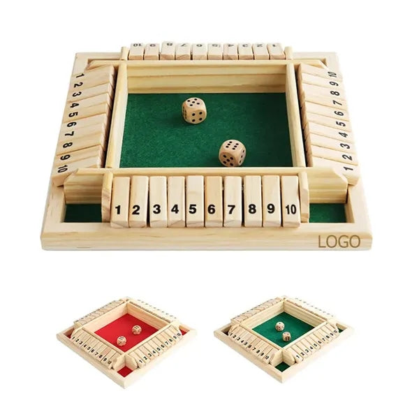 Handcrafted Pine Wood Shut The Box Dice Game 8.7"x8.7"