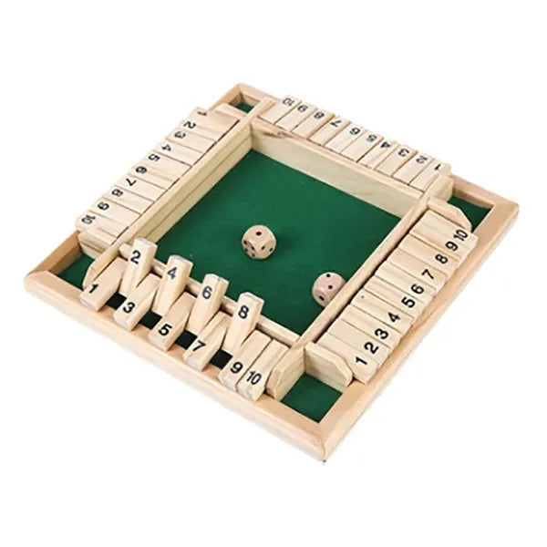 Handcrafted Pine Wood Shut The Box Dice Game 8.7"x8.7"