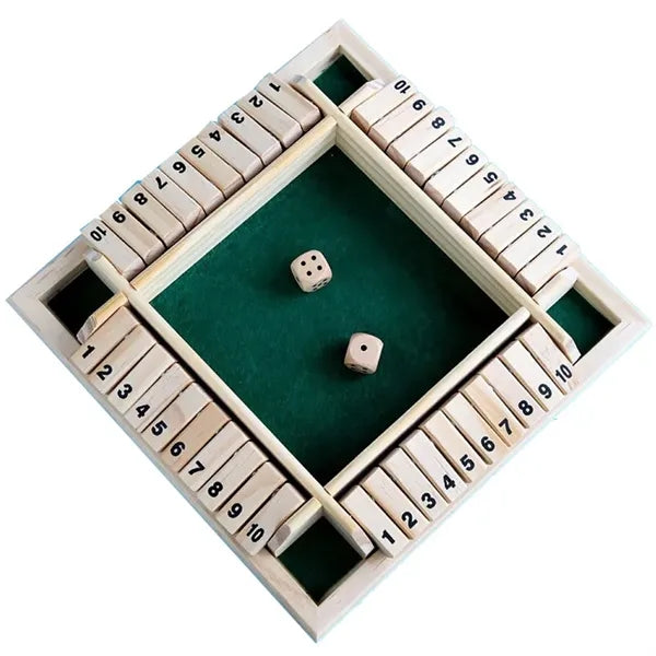 Handcrafted Pine Wood Shut The Box Dice Game 8.7"x8.7"