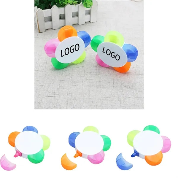 Five Color Sunflower Plastic Highlighter