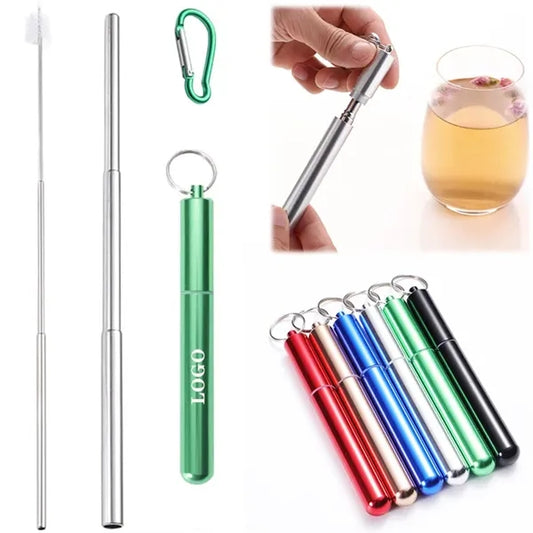 Stainless Steel Portable Collapsible Telescopic Straw Kit