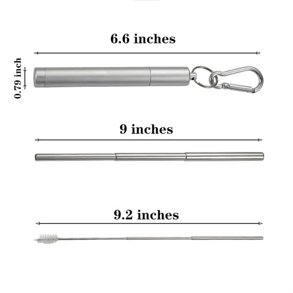 Stainless Steel Portable Collapsible Telescopic Straw Kit