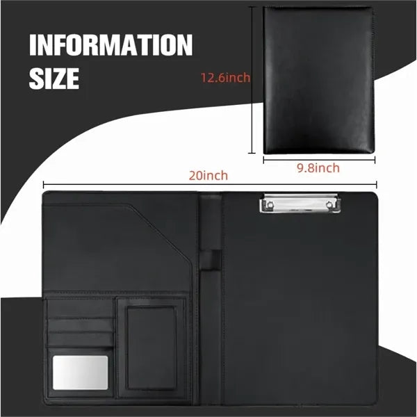A4 Leather Business Portfolio Calculator Clipboard Organizer