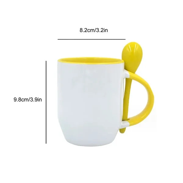 Sublimation Blanks Dishwasher Ceramic Coffee Mugs with Spoon