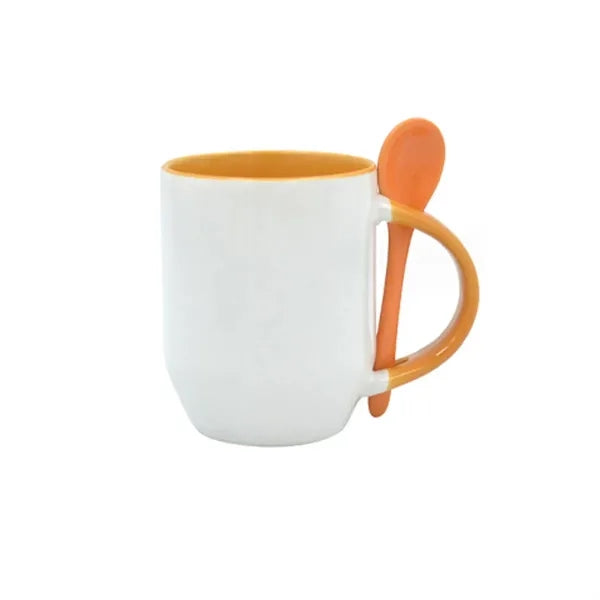 Sublimation Blanks Dishwasher Ceramic Coffee Mugs with Spoon