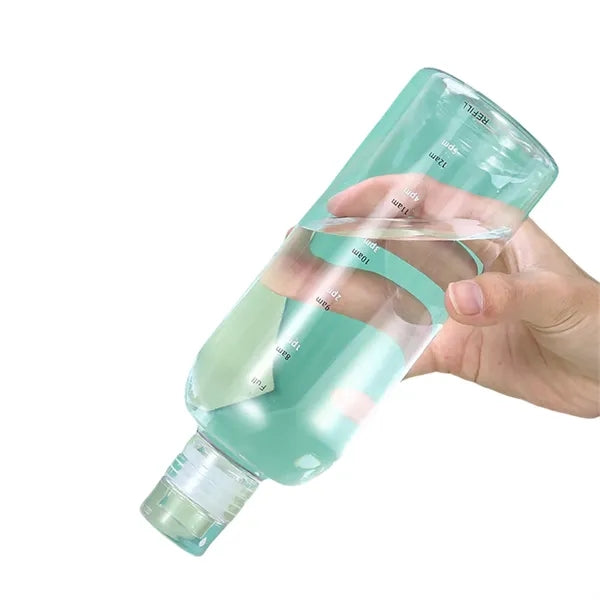 Portable Clear Time Marker Water Juice Bottle