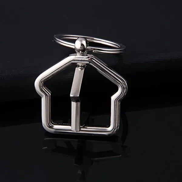 360 Degree Rotating House-Shaped Metal Keychain