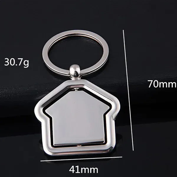 360 Degree Rotating House-Shaped Metal Keychain