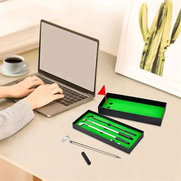 Mini Desktop Golf Ball Pen Gift Set
