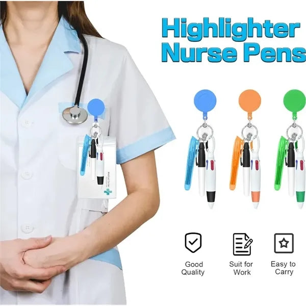 Mini Nurse Badge Highlighter Permanent Marker Ballpoint Pen